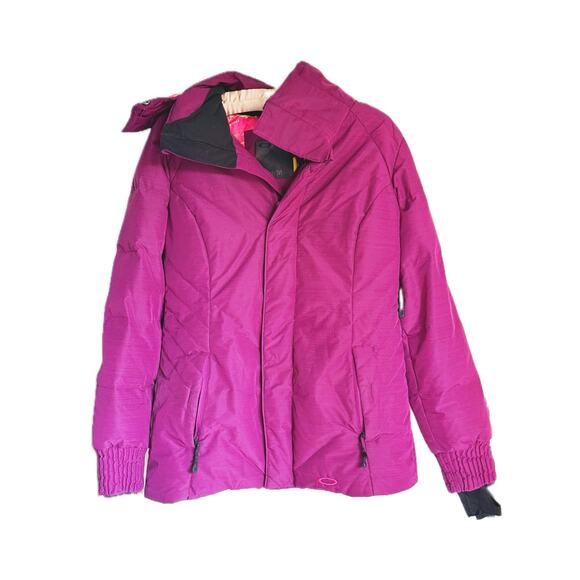 Oakley Full Zip Snowboarding Parka Fur Hood Ski Coat Medium Pink - Picture 2 of 12